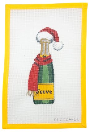 Veuve Bottle - Santa Hat Needlepoint Canvas - Summertide Stitchery - C'ate La Vie