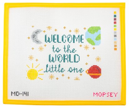 Welcome To The World Needlepoint Canvas - Summertide Stitchery - Mopsey Designs