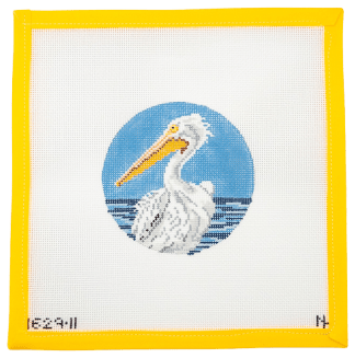 White Pelican Needlepoint Canvas - Summertide Stitchery - Needle Crossings