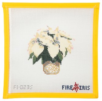 White Poinsettia Needlepoint Canvas - Summertide Stitchery - Fire and Iris