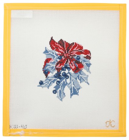 Blue Holly with Red Bow - Summertide Stitchery - Kate Woodward