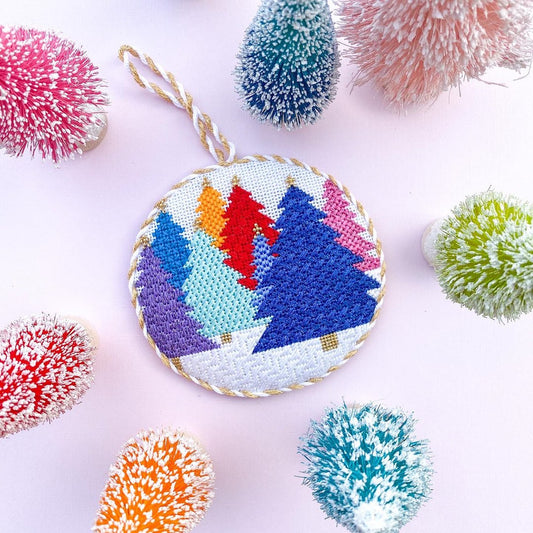 Colorful Christmas Forest - Summertide Stitchery - Stitch Style Needlepoint