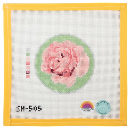 Garden Rose Round - Summertide Stitchery - Atlantic Blue Canvas