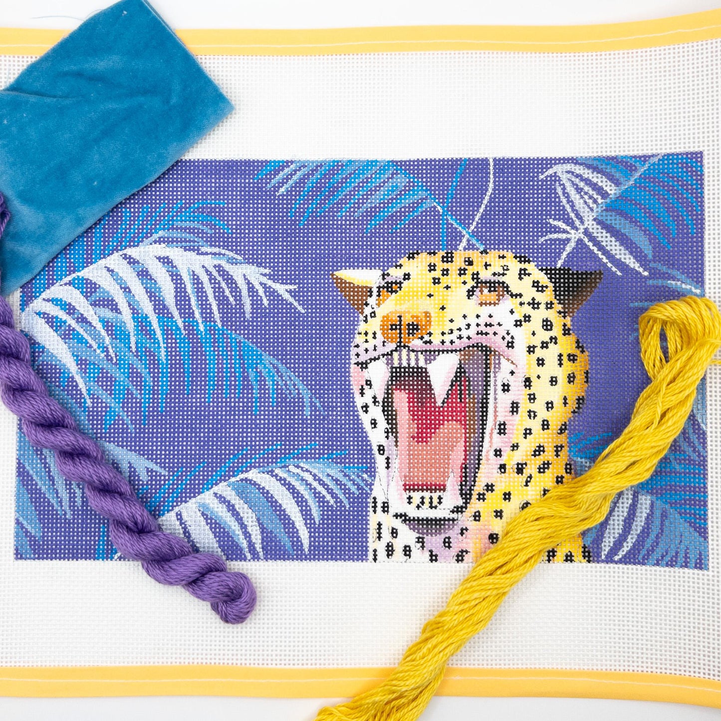 Jungle Cat on Blue - Summertide Stitchery - Colors of Praise