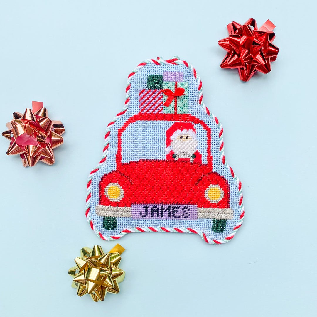 Santa In Car - Summertide Stitchery - Stitch Style Needlepoint