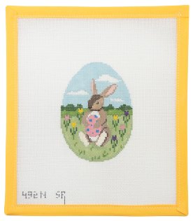 Spring Rabbit with Egg Needlepoint - Summertide Stitchery - Susan Roberts