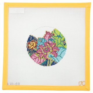 Tobacco Leaf Round Needlepoint - Summertide Stitchery - Kate Woodward