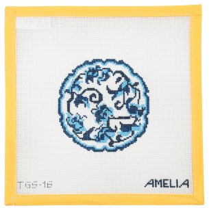 Toile De Jouy Round Needlepoint - Summertide Stitchery - Amelia Bond