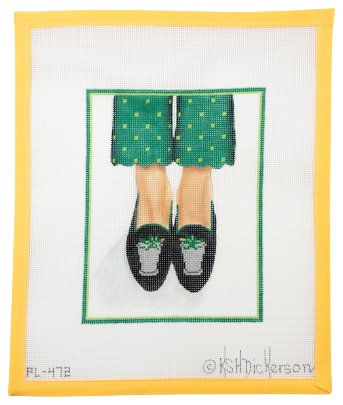 Velvet Mint Julep Slippers Needlepoint - Summertide Stitchery - Kate Dickerson